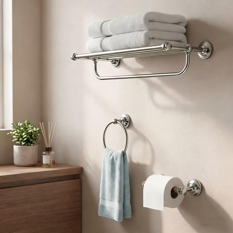 khtumeware Double Post Toilet Paper Holder Vibrant Polished Nickel Tissue Roll Holder for Bathroom Organization and Storage Single Double Toilet Tissue Holder Wall Bathroom Accessories (1-Pack) Double Post Toilet Paper Holder 1 Pack