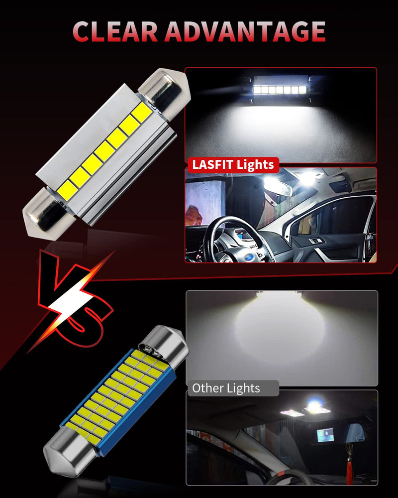 LASFIT Super Bright 42MM LED Festoon 41MM 211-2 578 212-2 LED Use for Dome Map Door Interior Door Trunk Glove Box Lights 6000K White Light Upgraded(2pcs) 2 Bulbs