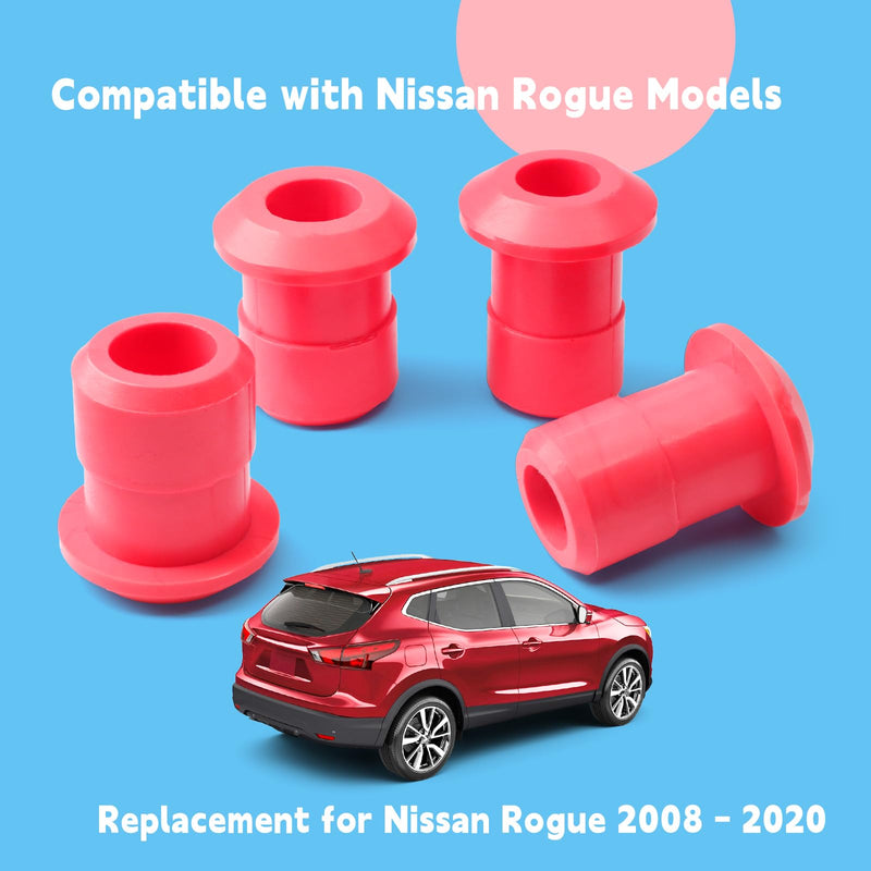 4Pcs 54466-JD000 54467-BR00A Front & Rear Subframe Engine Cradle Bushing Kit Replacement for Nissan for Rogue 2008-2020 Red Replacement Parts