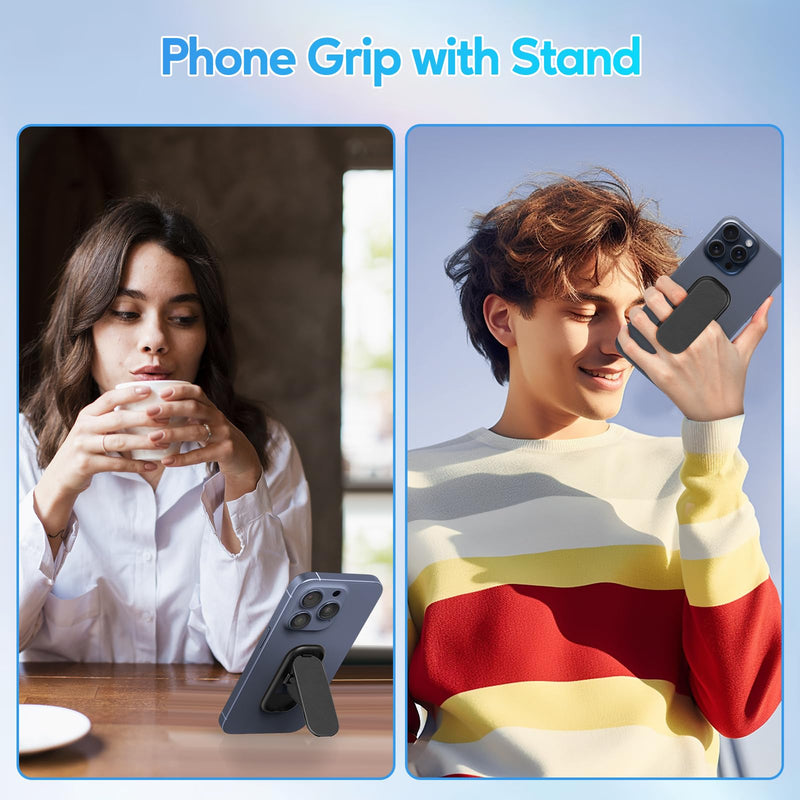 Phone Grip, Elastic Silicone Strap Phone Finger Holder Cell Phone Holder for Hand Phone Pop Grip Gripper for Back of Phone Suitable for iPhone Samsung and Most Smartphones, Black