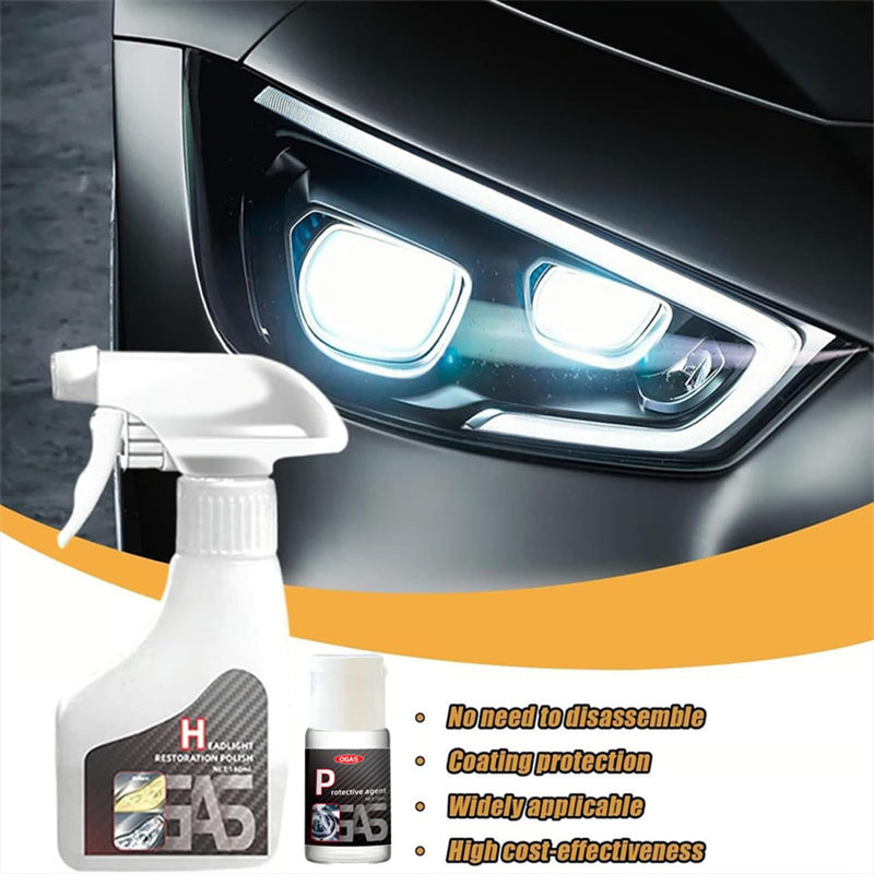 Car Headlight Restoration Polishing Kits Headlamp Repair Kits Car Light Polisher Cleaning Kits Ceramic Coating Spray Shiny Stuff（Only for Headlight Cleaner