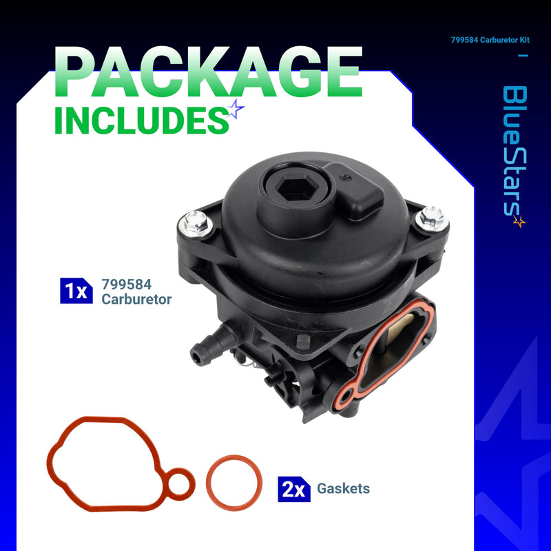 BlueStars 799584 592361 Carburetor - Compatible with 550EX 625EX 675EX 725EXI 140cc Engines Husqvarna LC121P Troy-Bilt TB110 TB200 B110 Lawn Mower - Replaces 594058 594057 594529