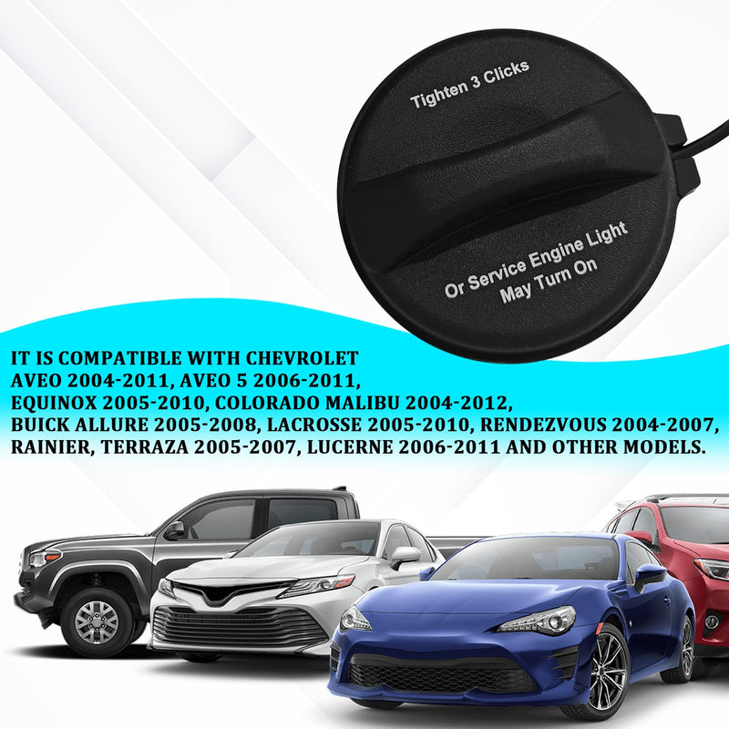 Gas Cap, Fuel Cap Replacement OEM 95995094 for Chevy Malibu Impala Equinox Colorado Trailblazer, GMC Canyon Envoy Savana, Buick LaCrosse Rendezvous, Cadillac CTS STS DTS SRX XLR, Pontiac black