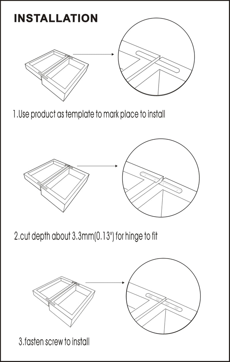 QCAA Solid Brass Heavy Jewery Box Side Rail Hinge, 180 Degrees, 72 x 8 x 3mm (2.83" x 0.31" x 0.118"), Polish Chrome, Made in Taiwan, 2 Pair (4 PCS) 2 PRS Polish Chrome(180 degrees)