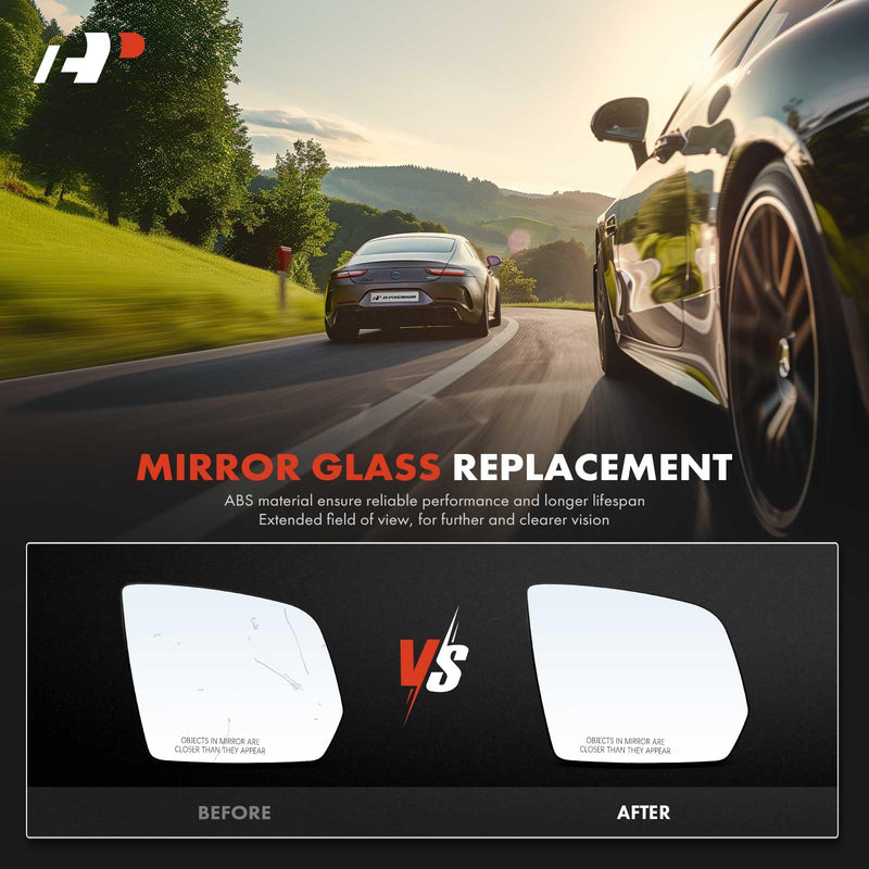 A-Premium Right Passenger Side Heated Mirror Glass with Backing Plate - Compatible with Mercedes-Benz ML320 2009, ML350 2008-2010, ML450 2010, ML550 2009-2010, ML63 AMG, GL320, GL350, GL450, GL550