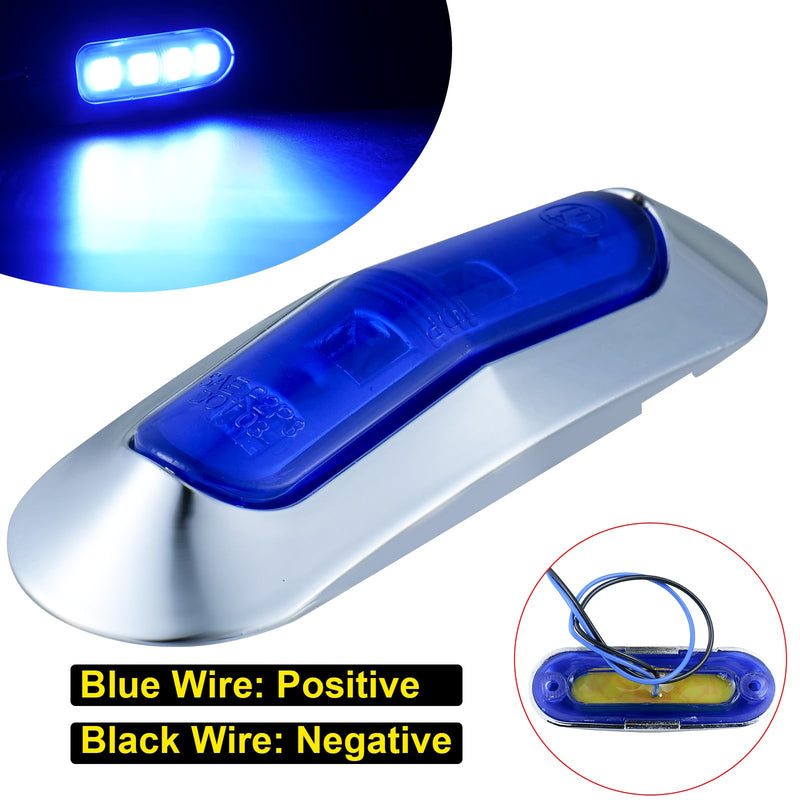 20Pack 3.7 Inch 4 LED Marine Boat Interior Lights, DC12-24V Waterproof Courtesy Lamp Deck Transom Stern Cabin Navigation Lighting for Fishing Pontoon Yacht Kayak Sailboat - Blue & White Blue, White