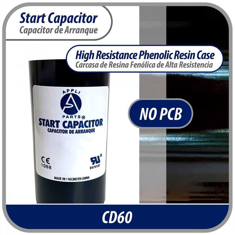 Appli Parts CON-270-330 Motor Start Capacitor 270-324 MFD uF, 330 VAC. Universal for Electric Motor Applications, 1.75 in Wide, 3.38 in Height