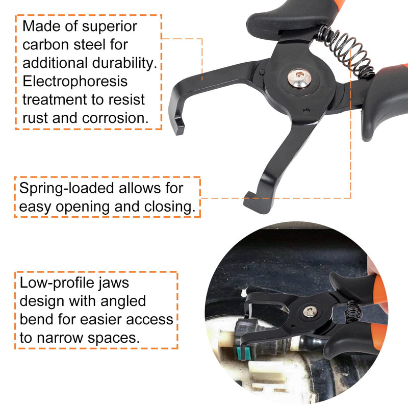 2PCS Disconnect Pliers Set EVAP and Fuel Line Disconnect Tool Set Includes 40 Degree and 85 Degree Automotive Universal Electrical Connector Pliers 7.28 Inch 85°&40°