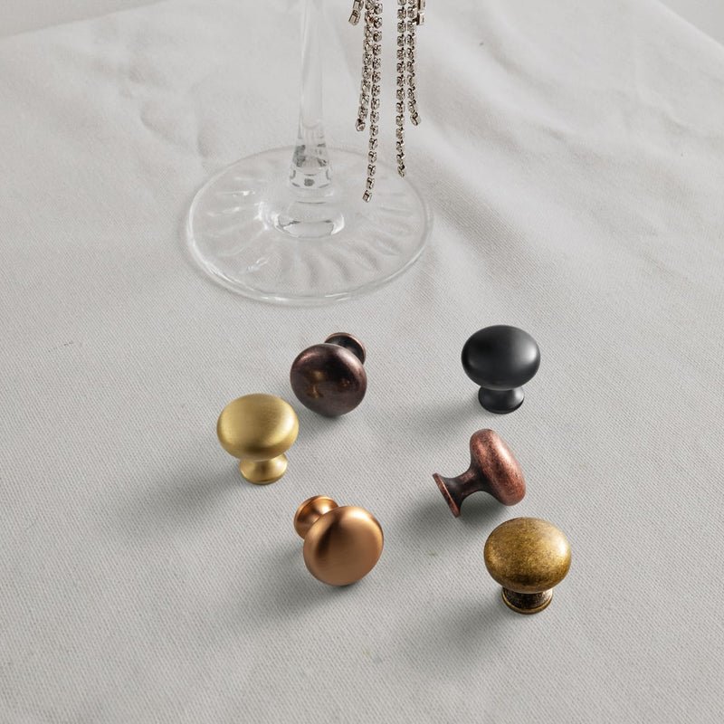 Goo-Ki Antique Brass Zinc Alloy Cabinet Knobs - Single Hole Cabinet Pull Handle Hardware for Drawer Kitchen Furniture, 6 Pack