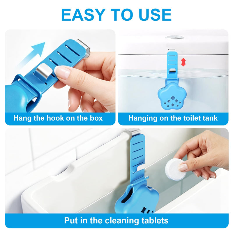 Adjustable Toilet Tank Tablet Holder, 2 Pcs, Silicone | Hanging Silicone Basket with Rust-Resistant Hook for Bowl Cleaner Tablets, Prevents Residue in Water Tank Blue-Star Style 2 Pc