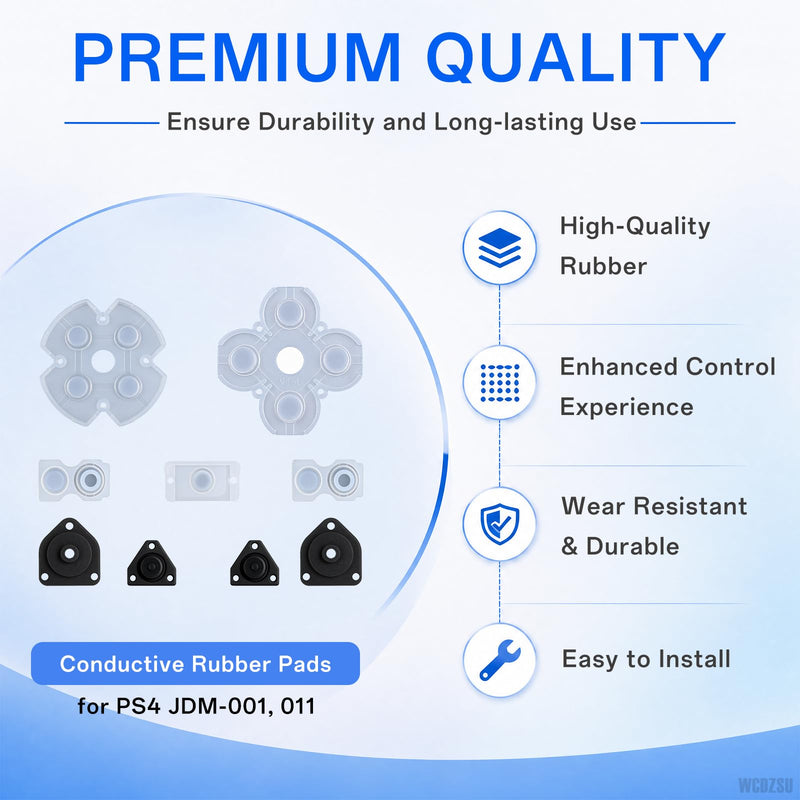 WCDZSU Conductive Rubber Pad Replacement for PS4 JDM-001 JDM-011 Controller | Silicone Adhesive Rubber Button Contact Keypads for DualShock D-Pad and ABXY Buttons Restoration with Tool Kit