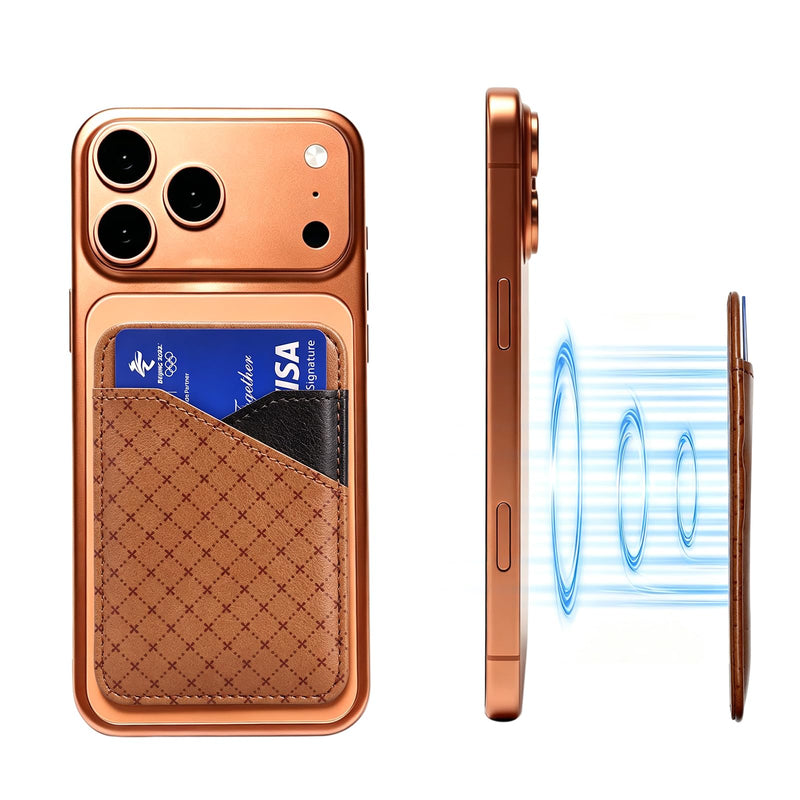 for MagSafe Wallet, Stronger Magnetic Wallet for iPhone 17/16/15/14/13/12 Pro Max Plus Air Series, 2 Card Slots, Slim Leather Phone Cards Holder (Classic Brown) Classic Brown