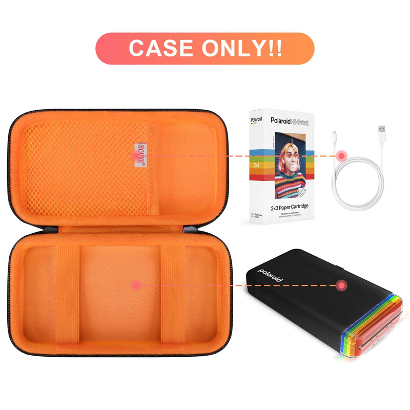 BOVKE Carrying Case for Polaroid Hi-Print 2nd Generation Bluetooth Connected 2x3 Pocket Photo Dye-Sub Printer, Mesh Pocket for Polaroid Hi-Print Paper - 2x3 Paper Cartridges and Cables, Black