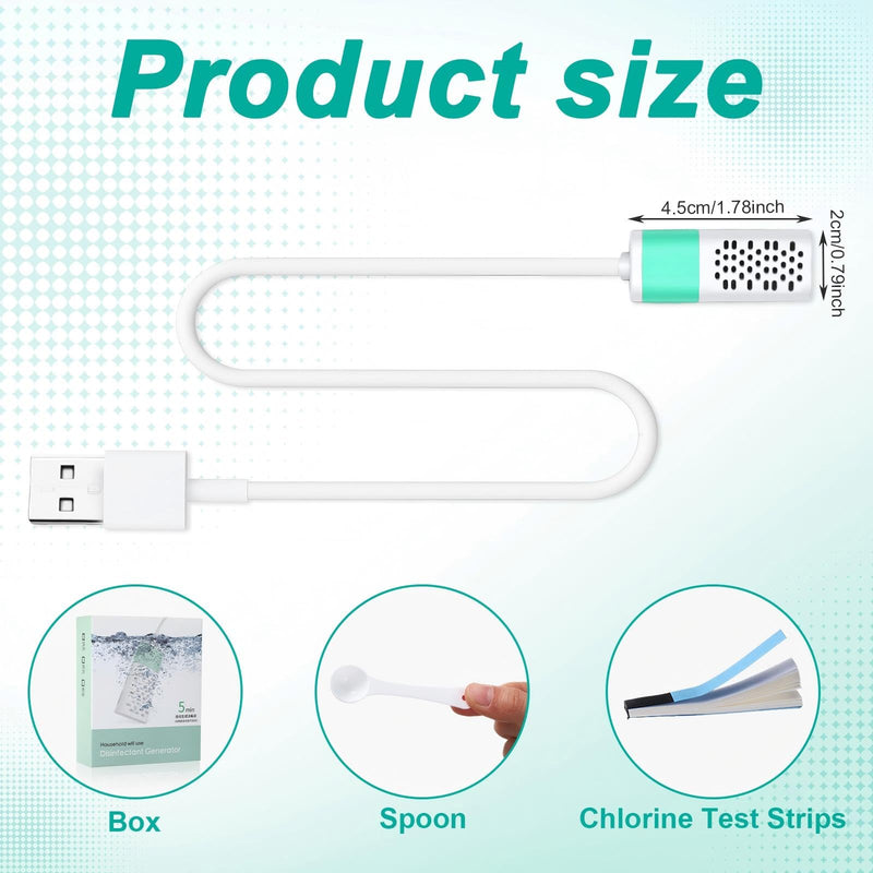 2 Pcs Sodium Hypochlorite Generator with 1 Box Chlorine Test Strips, Water Electrolyzer Maker for Cleaning, Disinfecting, and Deodorizing at Home or Kitchen 2