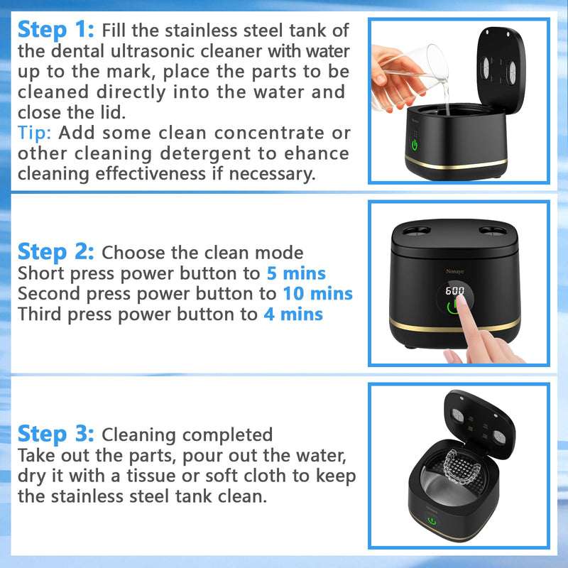 Dental Ultrasonic Retainer Cleaner Machine-45khz, Cleaning for Dentures, Mouth Guards, Aligners, Night Guards, Braces, Toothbrush Heads & Jewelry,Protable UV Retainer Cleaning Pod for Home &Travel Blue
