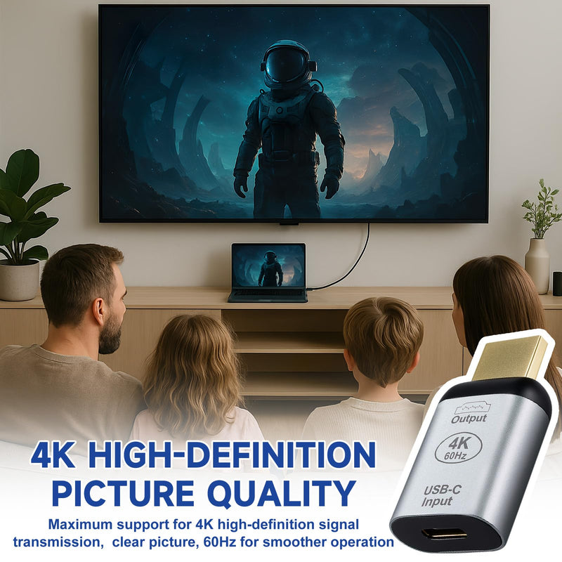 USB3.1 USB C Female to HDMI Male Adapter 4K@60Hz Display Converter | for TV Projector Tablet, Type C Female Source to HDMI Male