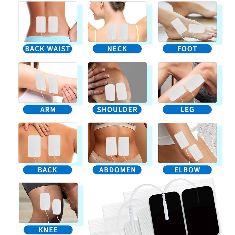 TENS Unit Replacement Pads, 48 PCS Premium Thickened Reusable Self-Adhesive Electrode Pads for EMS Muscle Stimulator Massager, 2"x4" - 48 Pcs 2X4",48 PCS