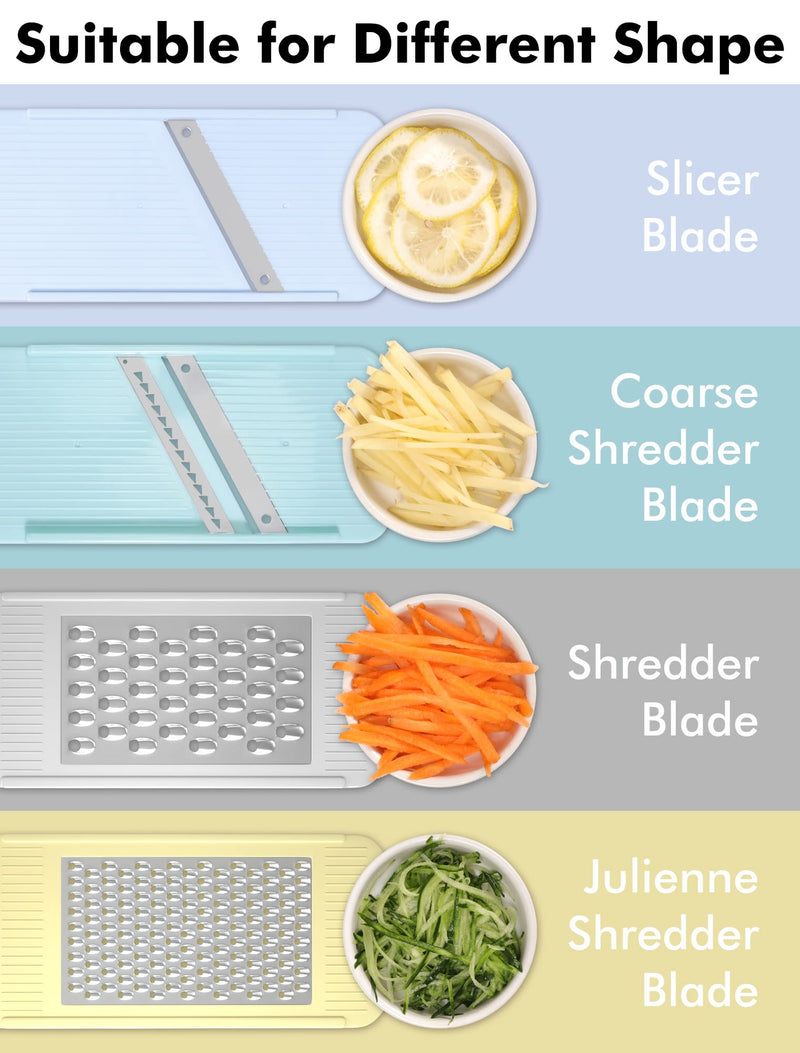 Geedel Professional Mandoline Slicer for Kitchen, Multi Purpose Vegetable Slicer Cutter, Vegetable Cutter Onion Cutter for Veggie Fruit Cheese Light Blue