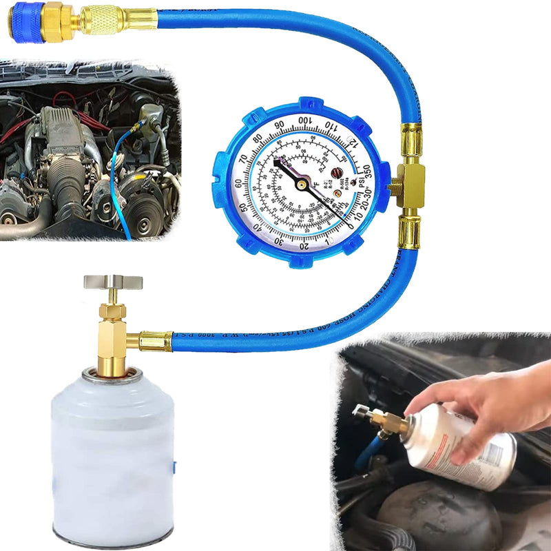 Refrigerator Freon Recharge Hose Gauge Kit-A/C R134a R12 R22 R502 Fridge Recharge Tool Kit with BPV31 Bullet Piercing Tap Valve, r134a Quick Coupler, R134a Self-Sealing Adapter for Refrigerant System B