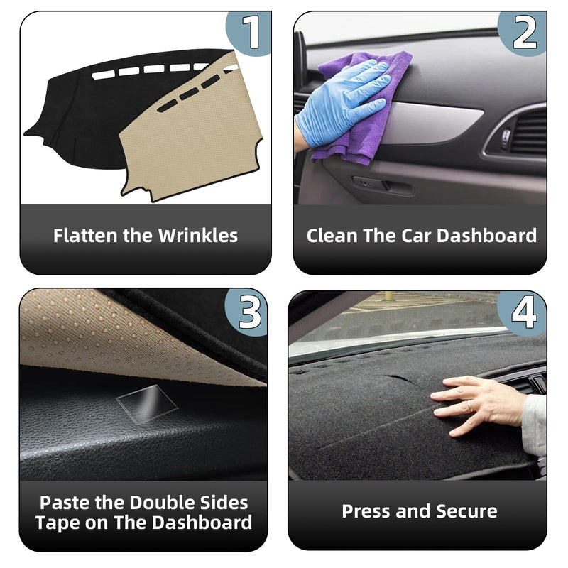 Dash Cover Compatible with Toyota Camry SE XSE LE 2007 2008 2009 2010 2011 Dashboard Mat Pad Dash Carpet Protector 2007-2011 Camry Black