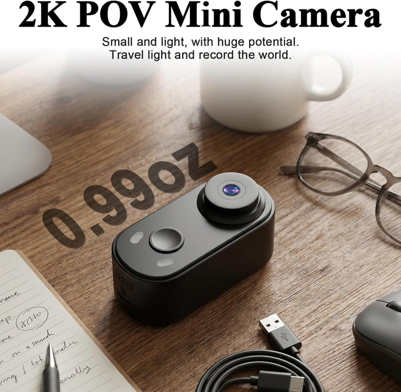 isekurity Mini Body Camera Thumb Size POV Cam Action Camera | Bodycam with WiFi/Magnetic Mount/Charging Case Wearable Hands-Free Recording Sports Helmet Camera for Vlog Motorcycle Cycling Black