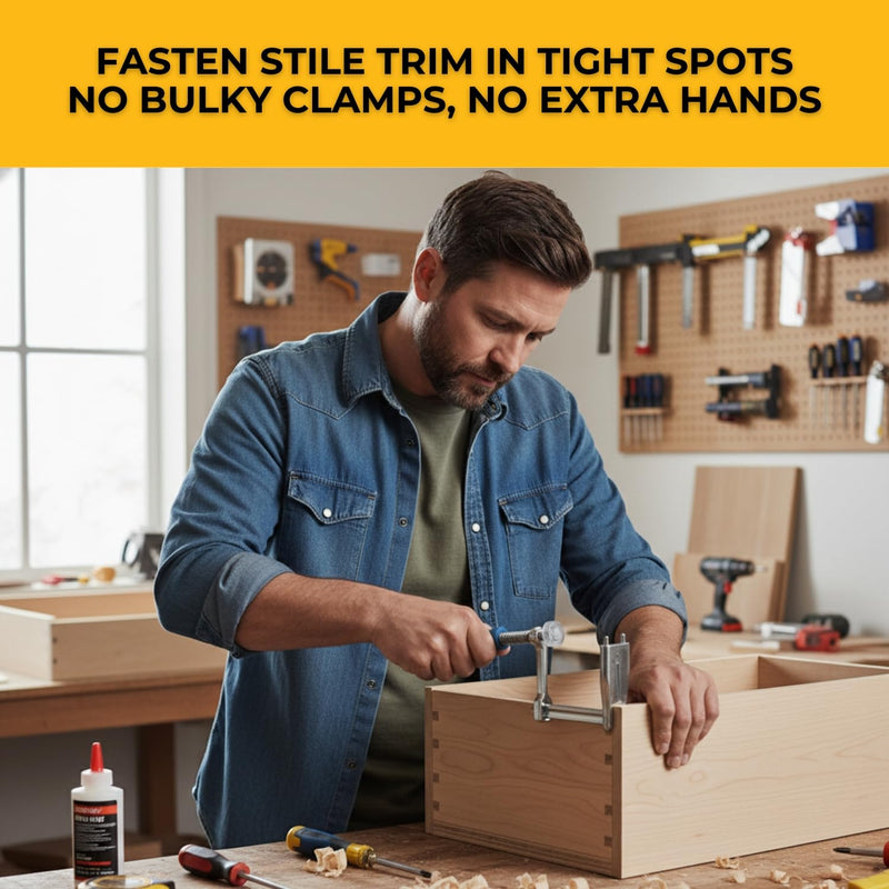 FastCap StileRite Steel Adjustable Cabinetry Clamp | Precision Tool with 5mm Tapered Pins, 32mm Euro‑Style Fit, Non‑Marring Head, 4.5" Reach