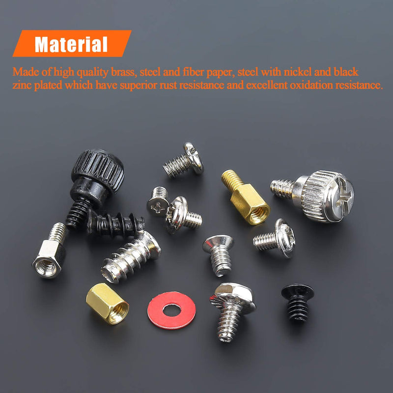 450 Pieces Computer Standoffs Spacer Screws Assortment Kit for Hard Drive Computer Case Motherboard Fan Power Graphics