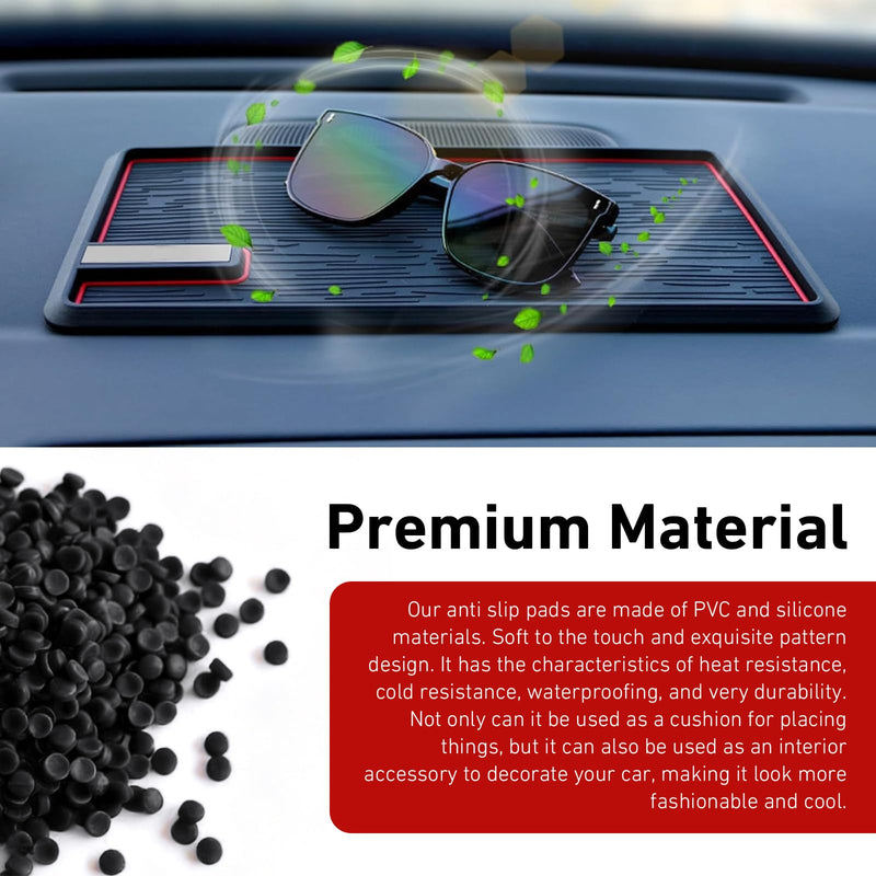 Car Dashboard Non-slip Pad, Multifunctional Sticky Storage Pad for Phone Keys Sunglasses, PVC Heat-resistant Anti-slide Console Mat, Organizer Accessory for Most Vehicles (Black)