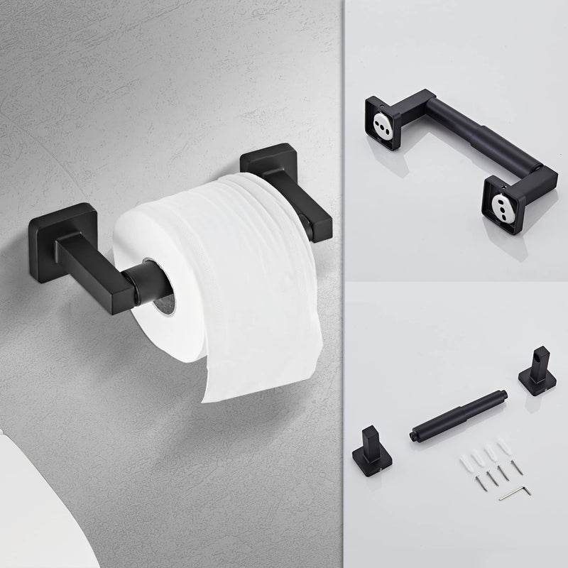 Matte Black Bathroom Hardware Set 4 Pieces,Bathroom Accessories Set Stainless Steel Wall Mounted, Hand Towel Bar, Towel Ring, Robe Towel Hooks,Toilet Paper Holder,Towel Bar Set, 23.6 Inch Matte Black 23.6Inch