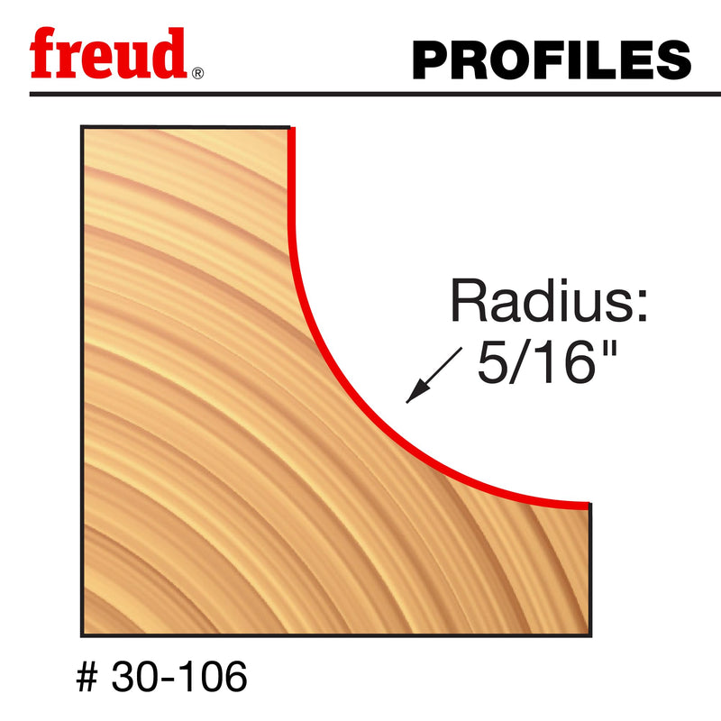 Freud 30-106: 1/2" Radius Cove Bit with 1/4" Shank
