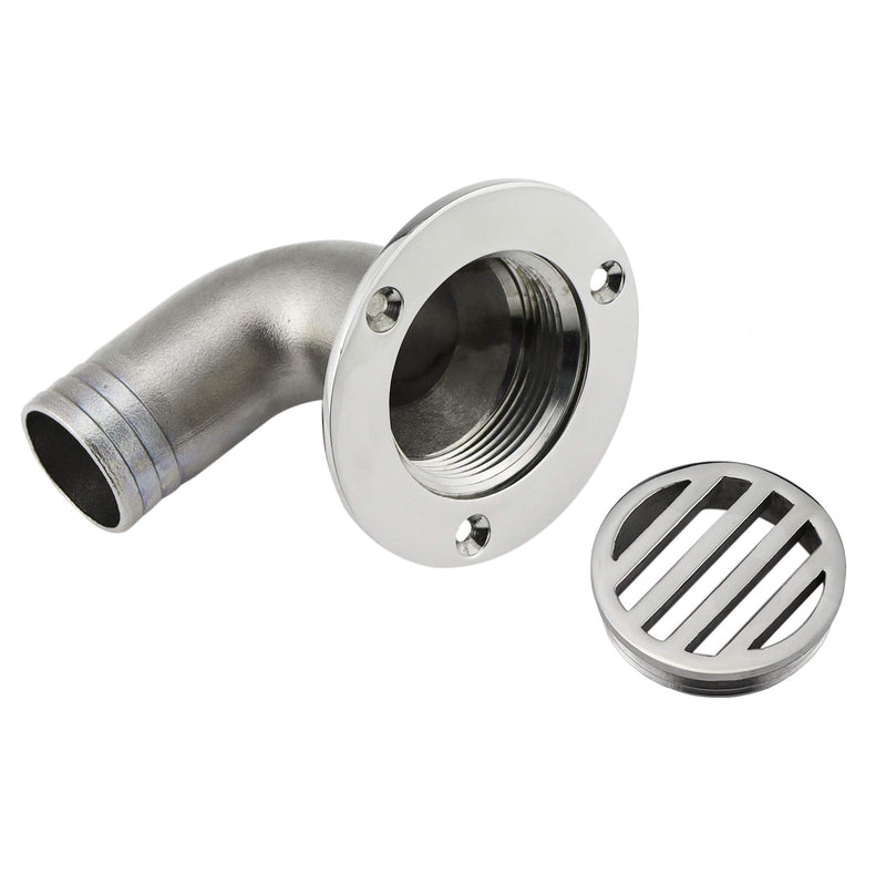 NRC&XRC Stainless Steel 316 Marine Deck Drain 1 1/2 Inch (38MM) or 1-1/4in(32MM) 90 Degree Floor Drain Scuppers With Screws