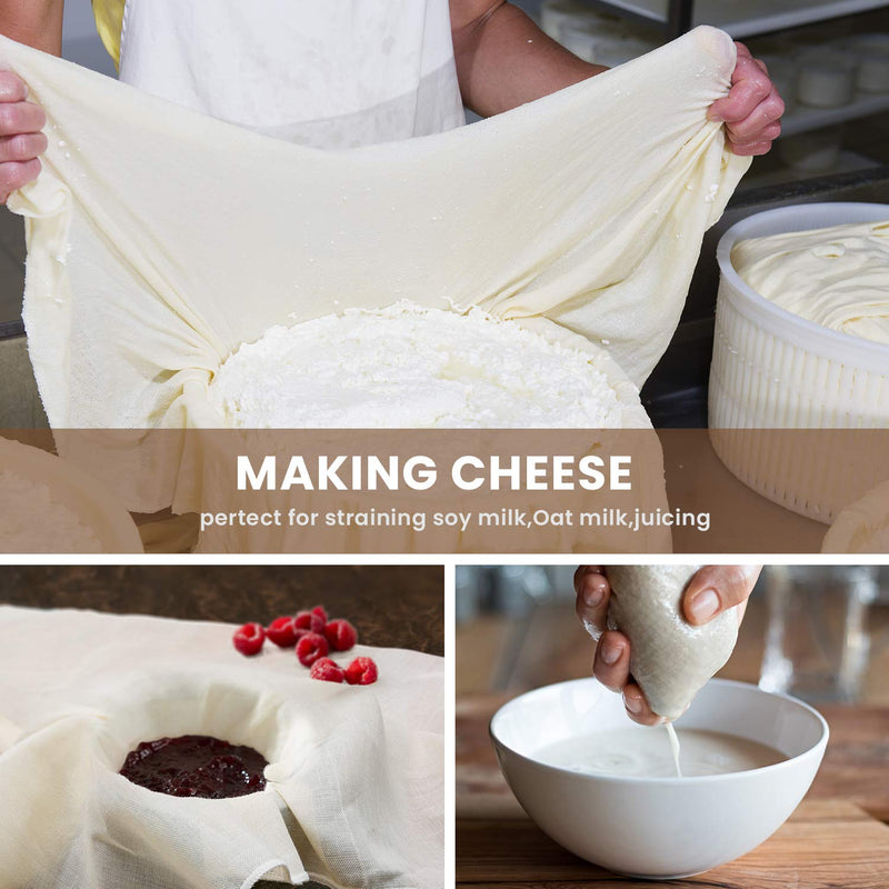 Cheese Cloths for Straining, Grade 100, 30 x 30inch 10 Pack, Hemmed Cheesecloth for Cooking, 100% Combed Unbleached Cotton Cheese Cloth 30x30'' 10 Pack