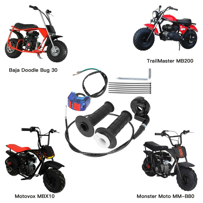 YOXUFA Mini Bike Throttle Kit Replacement for Coleman Minibike CT200U CT200U-EX BT200X Baja DB30 Warrior MB200 Predator 212cc Motovox 196cc 200cc 6.5hp Engine Parts 22mm 7/8 Handle Grip Accessories black