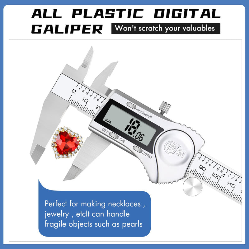 Electronic Digital Calipers, inch and Millimeter Conversion,LCD Screen displays 0-6" Caliper Measuring Tool, Automatic Shutdown, Suitable for DIY/Jewelry Measurement (150mm inch/mm/Fraction) 150mm inch/mm/fraction