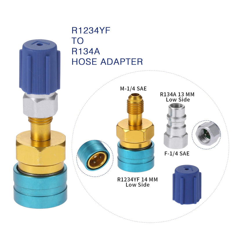 Aupoko R1234YF to R134A Low Side Quick Coupler, R1234YF Low Side Quick Coupler, R12 to R134A Hose Adapter Fitting Connector for Car Air-Conditioning AC Charging R1234YF to R134A + R134A Low Side Quick Couper