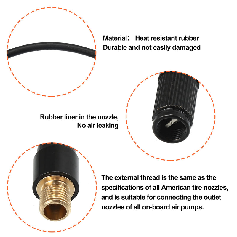 X AUTOHAUX 80cm Threaded Tire Inflator Extension Hose Chuck Adapter Air Pump Tube Tire Valve Connection Pipe for Car Truck Bike MTB Portable Compressor Copper Rubber 80cm Length