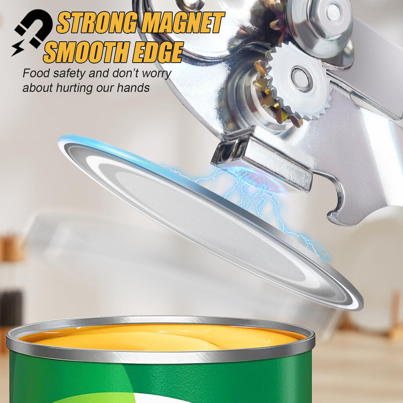 Commercial Can Opener, ICEKATl Can Opener Manual Heavy Duty Easy for Big Cans with Magnet, Folding Hand Crank With Comfortable Long Handles Black