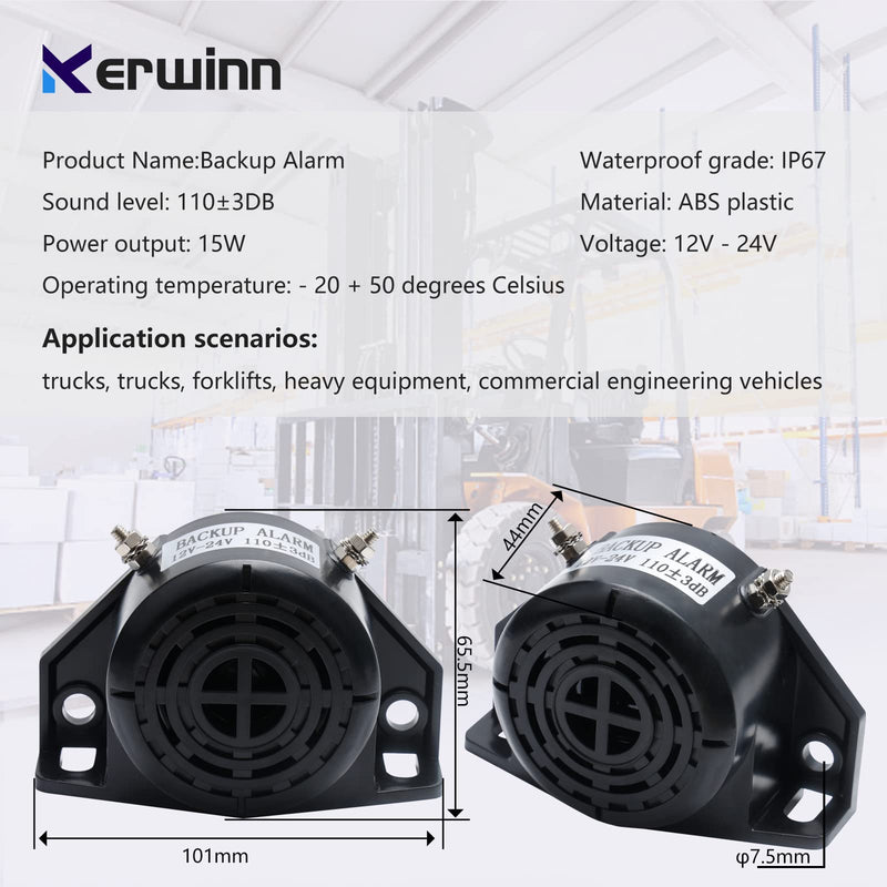 Backup Alarm 12V-24V 110±3DB,Waterproof Beeper Backup Alarm for Trucks,forklifts,Van Heavy Equipment (reversing Alarms for Vehicles) 1PC Circular