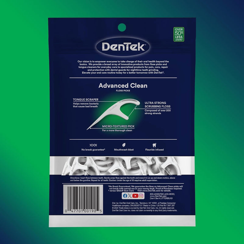 DenTek Triple Clean Advanced Clean Floss Picks, Dental Flossers for Oral Care, 90 Count (Pack of 12) 90 Count (Pack of 12)