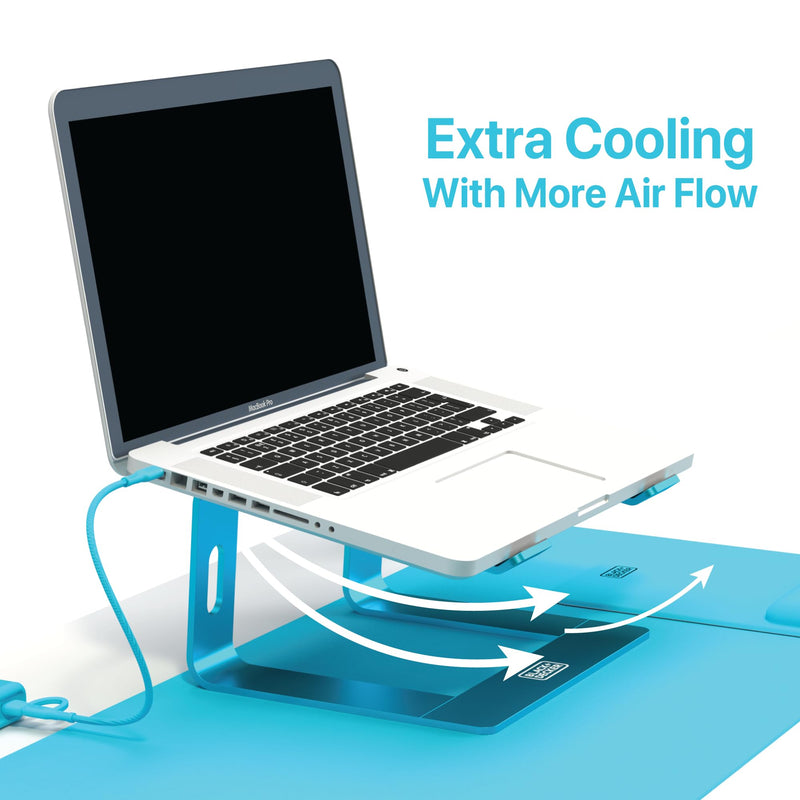 BLACK+DECKER Laptop Stand for Computer Desk, Ergonomic Laptop Stand for Desk, Lap top Riser Compatible with Macbook Notebook, Lap top Holder, Durable Aluminum Computer Riser Accessories, LochNess Blue Loch Ness