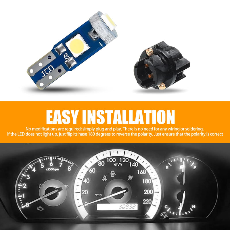 20 PCS Automobile T5 LED Instrument Light Set, 3030-3SMD High-brightness Chipset with Twist Lock Holder, A/C Light Gear Shift Light Digital Clearly Indicator Bulb, Universal for Cars (White) White 20 PCS