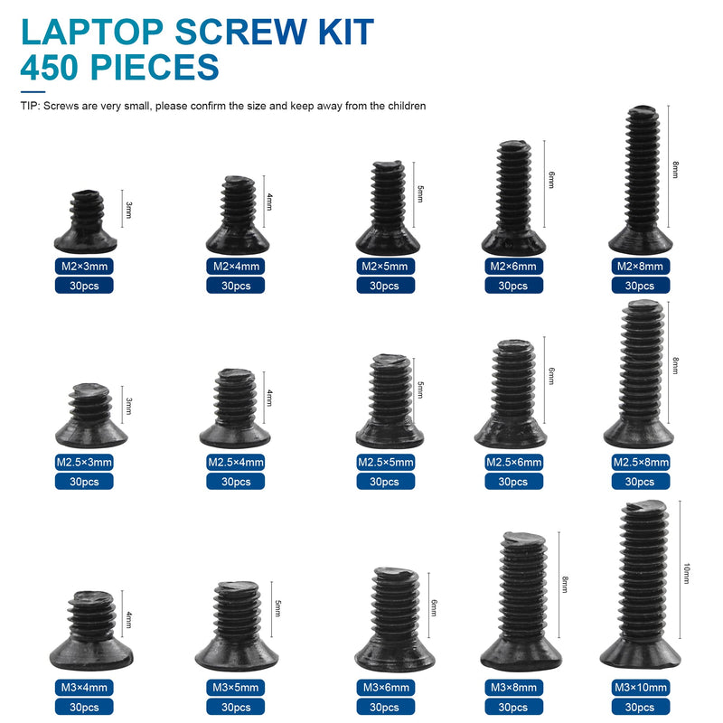 NINDEJIN Laptop Notebook Computer Screws, Flat Head Phillips Screws Assortment Kit (M1.4 M1.7 M2 M2.5 M3) + (M2 M2.5 M3)