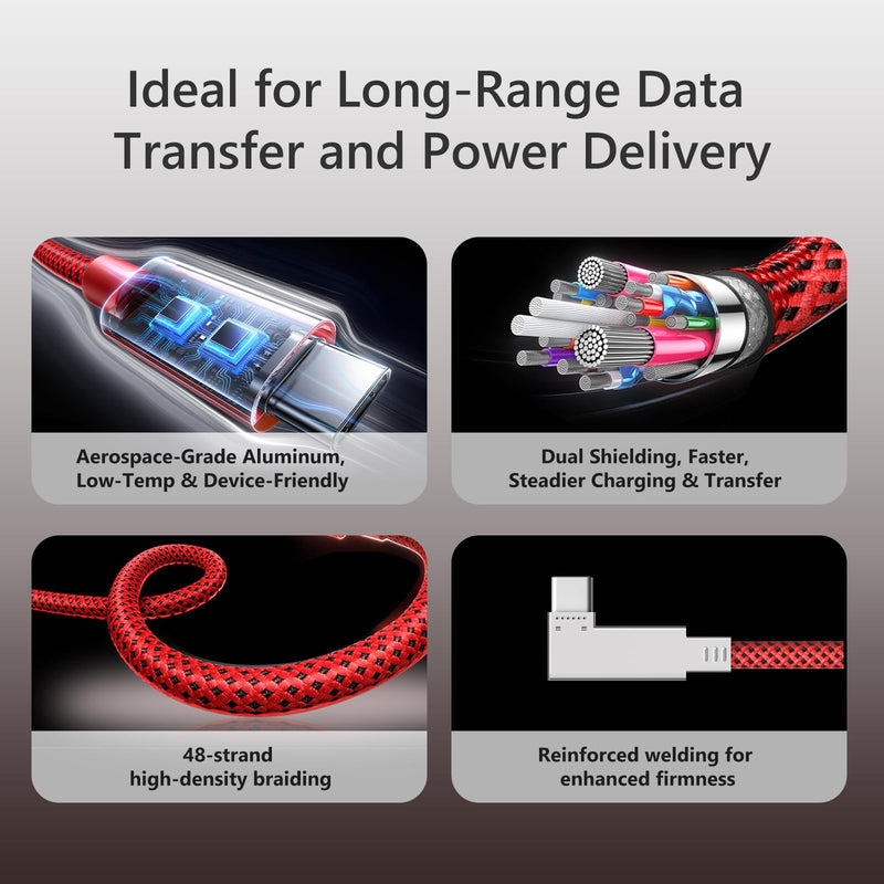 USB-C to USB-C Tethering Cable 10FT (3m), Right Angle Photography Cord, 20Gbps Fast Transfer, 4K@60Hz, PD Power Delivery, Compatible with Sony/Canon/Nikon, MacBooks, Cameras & Computers 10FT (3m)