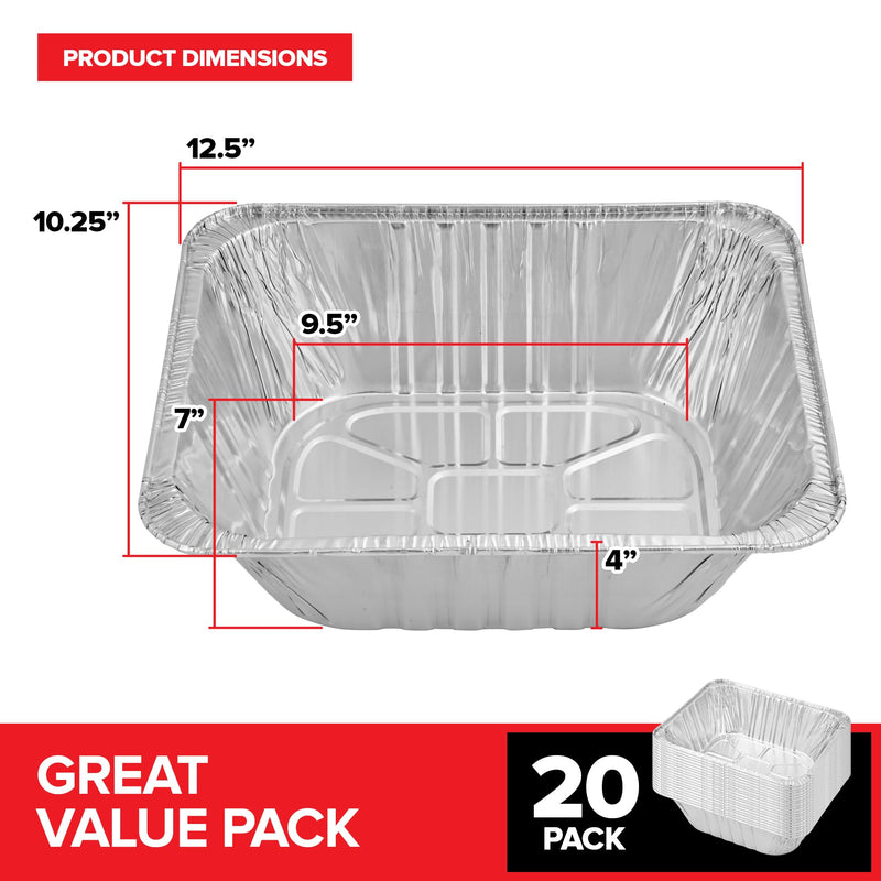 Stock Your Home (20 Pack) Deep Aluminum Pans 9x13, Heavy Duty 4” Deep Foil Pans Disposable Catering Trays, Baking Tins, Large Food Containers for Cooking, Heating, Storage, Serving, Holiday Meal Prep 20