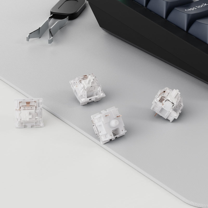 Keychron Silent K Pro White Mechanical Switches – 110 PCS, Quiet Linear 38gf, Factory Pre-Lubed, SMD-LED Compatible, 3-Pin Hot-Swappable, Smooth Typing for Gaming & Office 3-Pin Silent K Pro White Switch 38gf