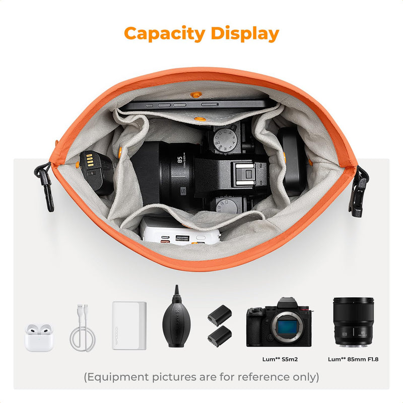 K&F CONCEPT Camera Sling Bag Small | Compact Camera Bag,Cute Soft Camera Pouch, Handbag, Urban Street Photography, BS05 04-Orange