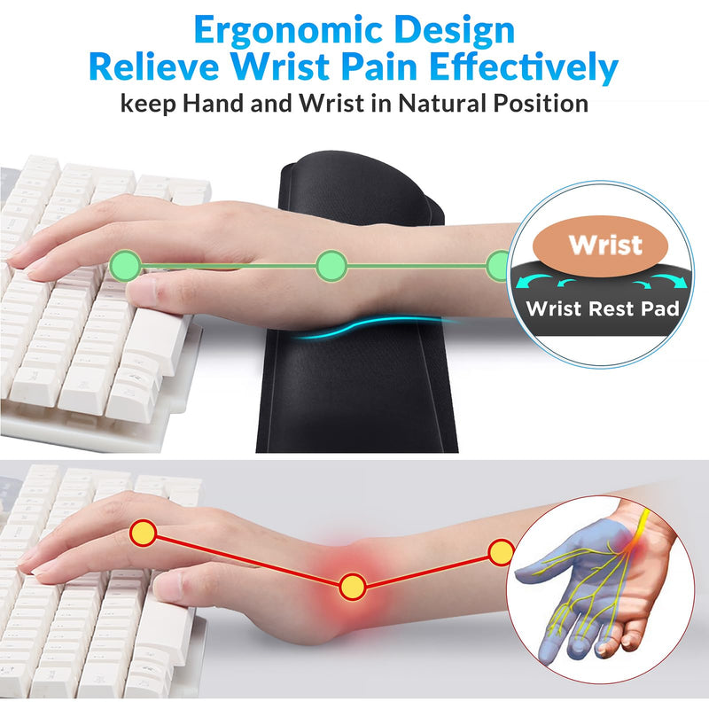 Gimars 63D High-Density Thicken Memory Foam Keyboard Wrist Rest, 17.3'' Enlarge Ergonomic Wrist Rest with Anti-Slip Rubber Base for Typing Pain Relief, Office, Gaming, Computer, Laptop, Mac, Black