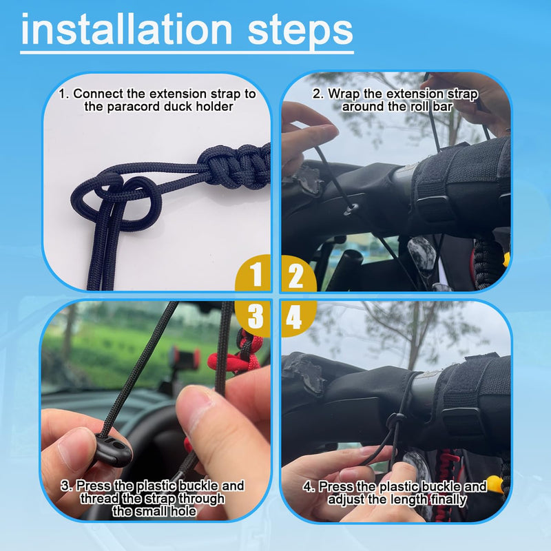 Rubber Ducks Holder for Jeep,Paracord Duck Holder for Jeep Wrangler YJ TJ JK JL JT,Can Hold 34 Rubber Ducks,Black Black