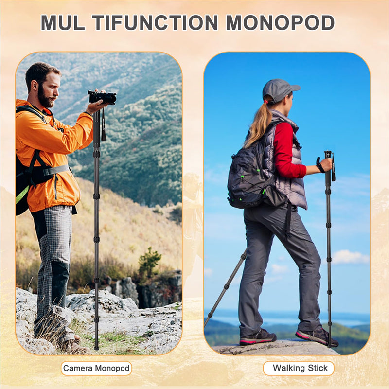 Koolehaoda Camera Monopod, 69 Inch Carbon Fiber Photography Monopod | Trave Telescopic Unipod Stick 32mm Tube 6 Section for Cameras Canon, Nikon & Sony Mirrorless & DSLR, Max Load 33lbs