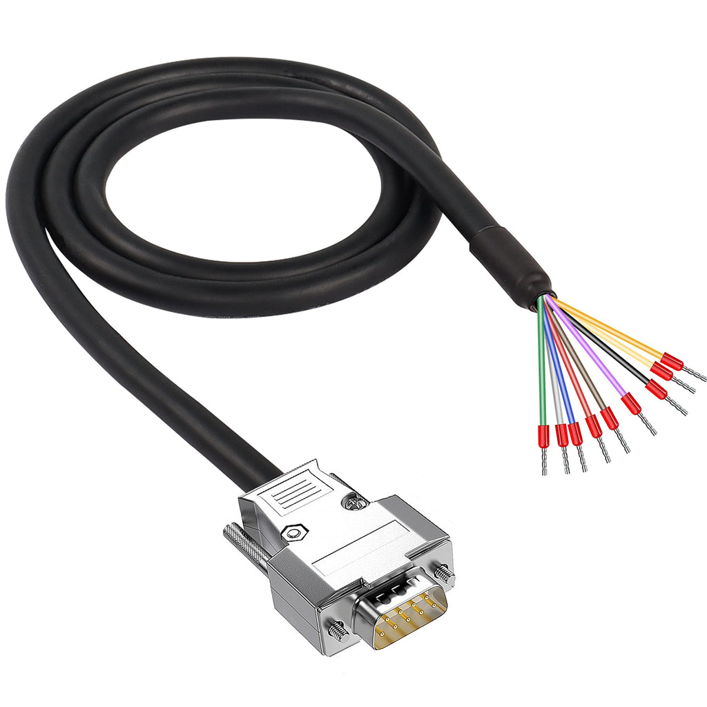 XMSJSIY DB9 Connector Adapter Cable, D-SUB 9Pin RS232 RS485 Serial Port Extension Cable Replacement with Bare Wire 22AWG (DB9 Male) DB9 Male